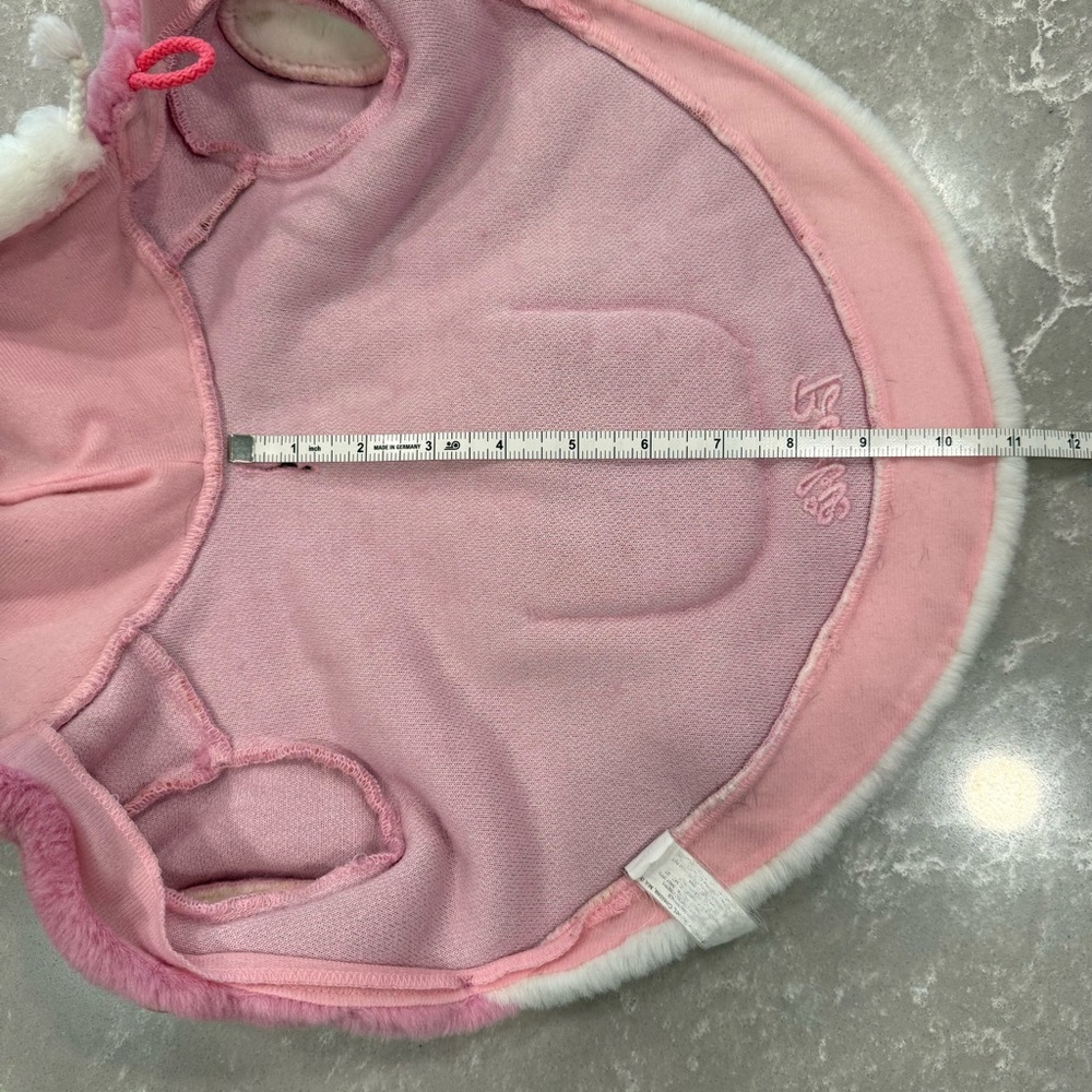 Vintage Barbie Pink Plush Dog Coat with Hood & Pocket Hearts Size Small - Picture 8 of 11